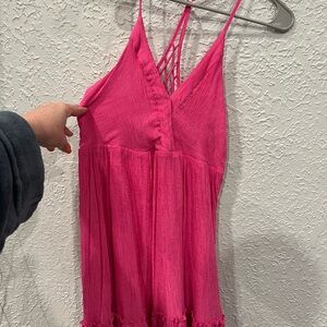 Vibrant Pink Strappy Mini Dress